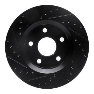 Jeep Wrangler Brake Rotor (1) - Front Right - R1 Concepts - Drilled & Slotted - Black - `07-`18